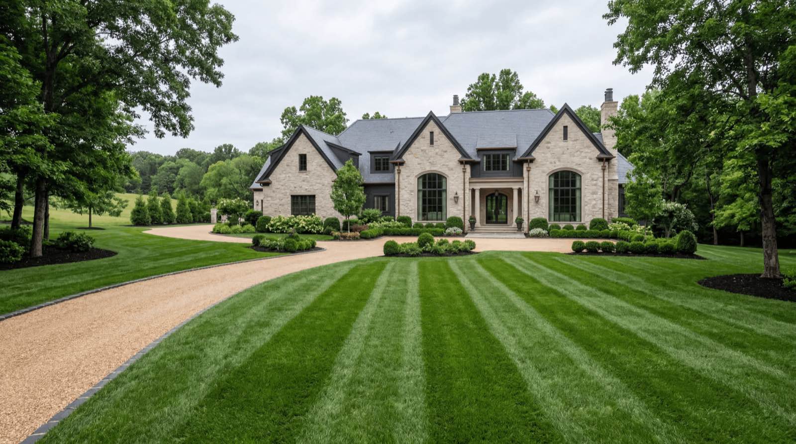 A deep-green, professionally fertilized Middle Tennessee lawn