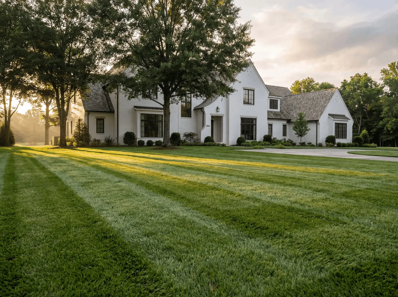 A Middle Tennessee lawn at golden hour